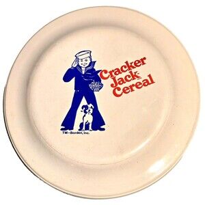 VTG 80s Cracker Jack Frisbee Disc Ralston Purina Sailor Jack Bingo Dog White EUC